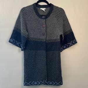 Hannah Womens XL 100% Lambs Wool Short Sleeve Sweater Cardigan Medium